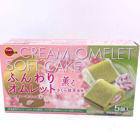 Bourbon Cream Omelet Soft Cake - Sakura Matcha Flavor 5pc樱花抹茶味夹心蛋糕卷