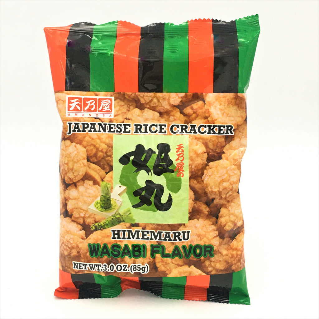 Japanese Rice Cracker -Amanoya M-Size Himemaru Wasabi 3.0 oz